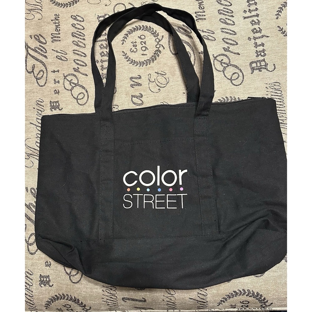 Color Street Black Logo Zippered Tote Bag